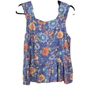 Loft flowy blue floral patterned tank top
